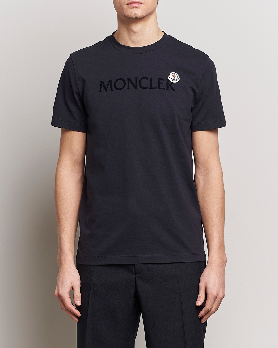 Men | Luxury Brands | Moncler | Lettering Logo T-Shirt Navy