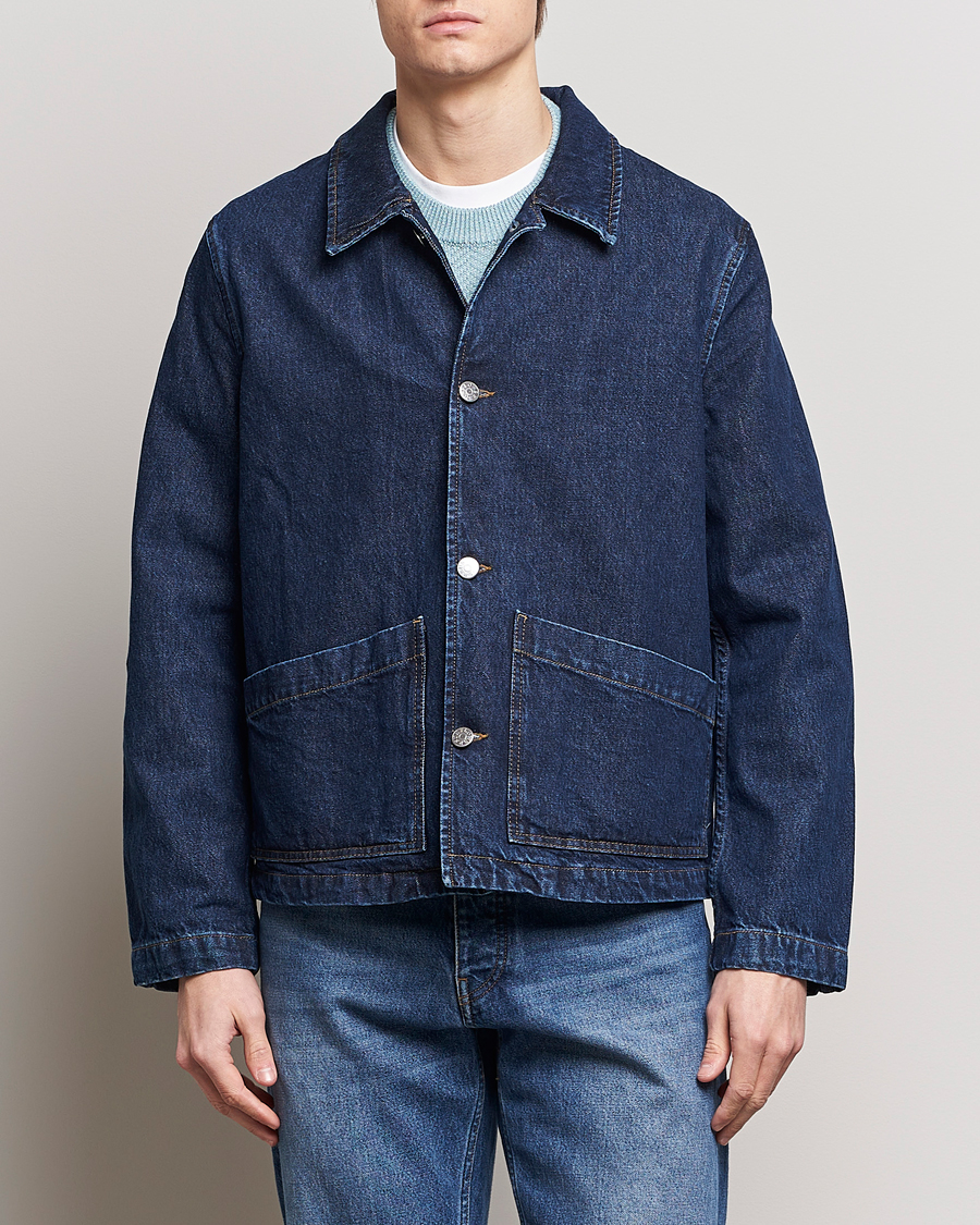 Men | Denim Jackets | Sunflower | Denim Worker Jacket Rinse Blue