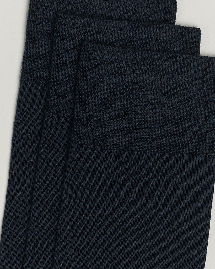 Men | Clothing | Amanda Christensen | 3-Pack Icon Wool/Cotton Socks Dark Navy