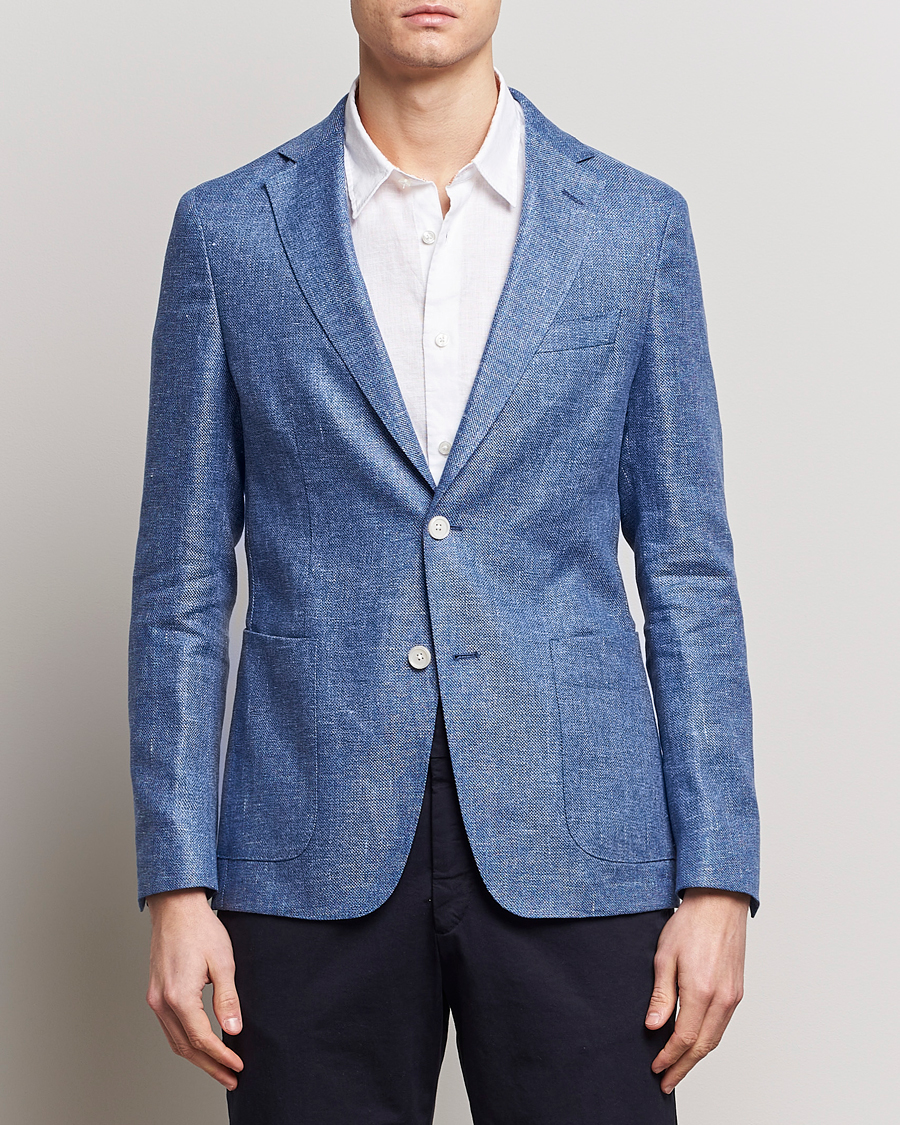 Men | BOSS | BOSS BLACK | Hanry Linen Blazer Medium Blue