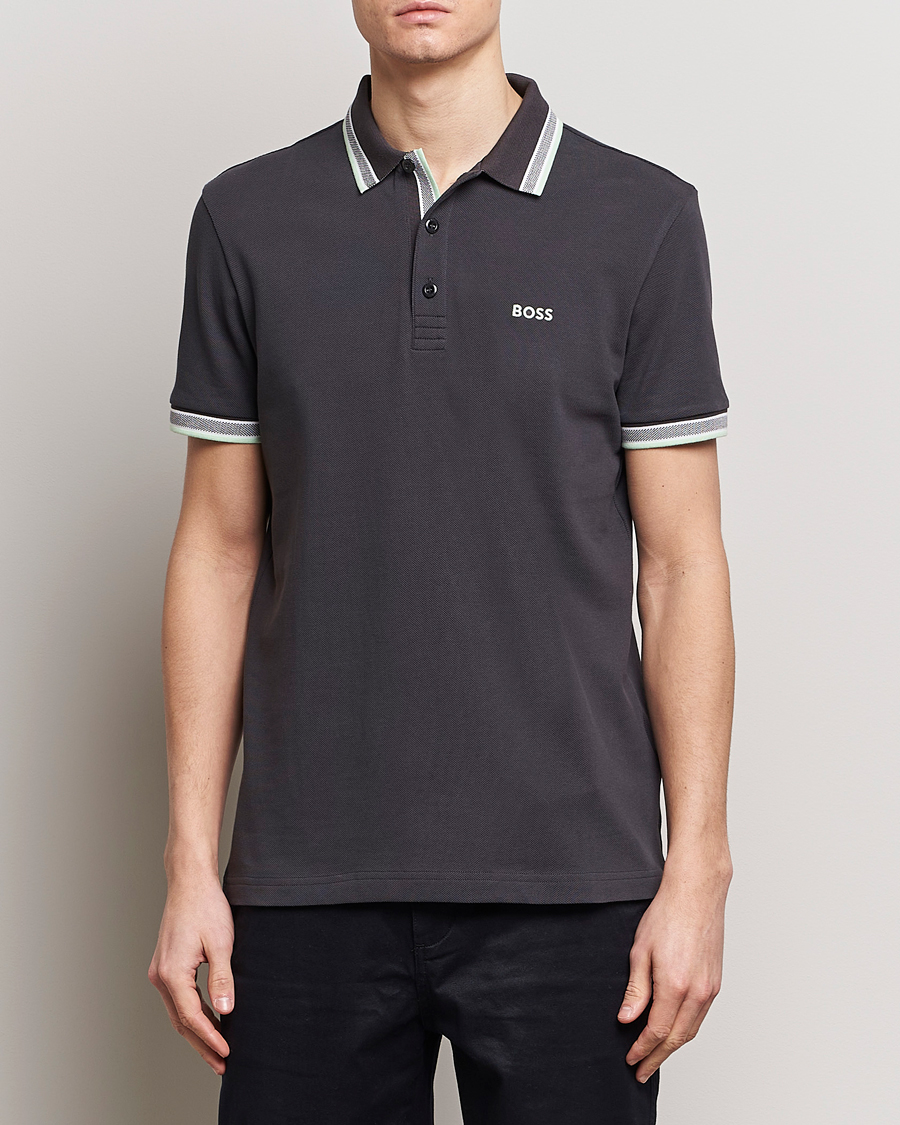 Men | Short Sleeve Polo Shirts | BOSS GREEN | Paddy Jersey Polo Charcoal