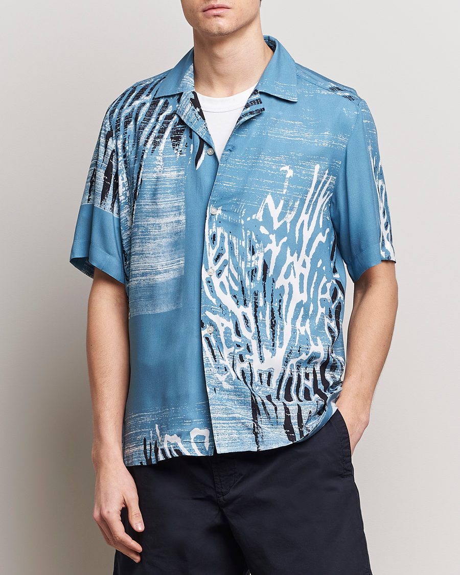 Men | Clothing | BOSS ORANGE | Rayer Short Sleeve Printed Shirt Open Blue