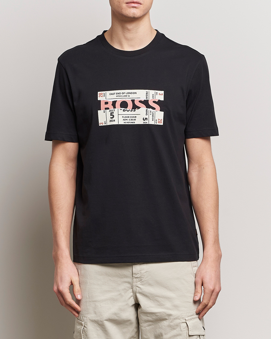 Men | Clothing | BOSS ORANGE | Printed Crew Neck T-Shirt Black