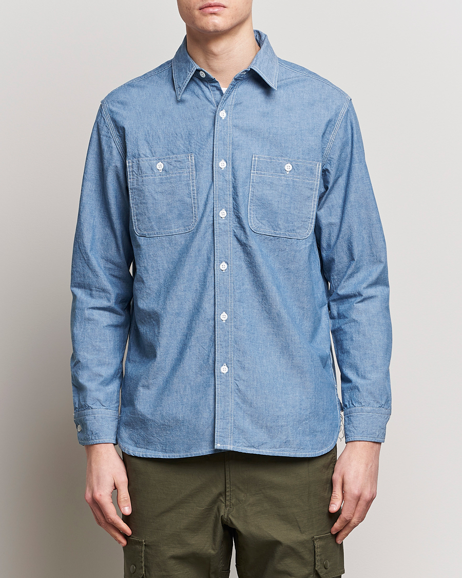 Homme | Preppy Authentic | BEAMS PLUS | Work Chambray Overshirt Light Blue