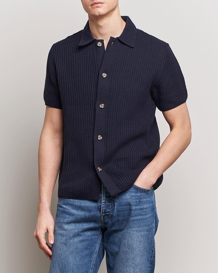 Men | Clothing | LES DEUX | Gustavo Knitted Shirt Dark Navy
