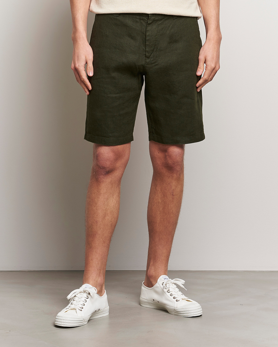Men | Shorts | NN07 | Crown Linen Shorts Rosin Green