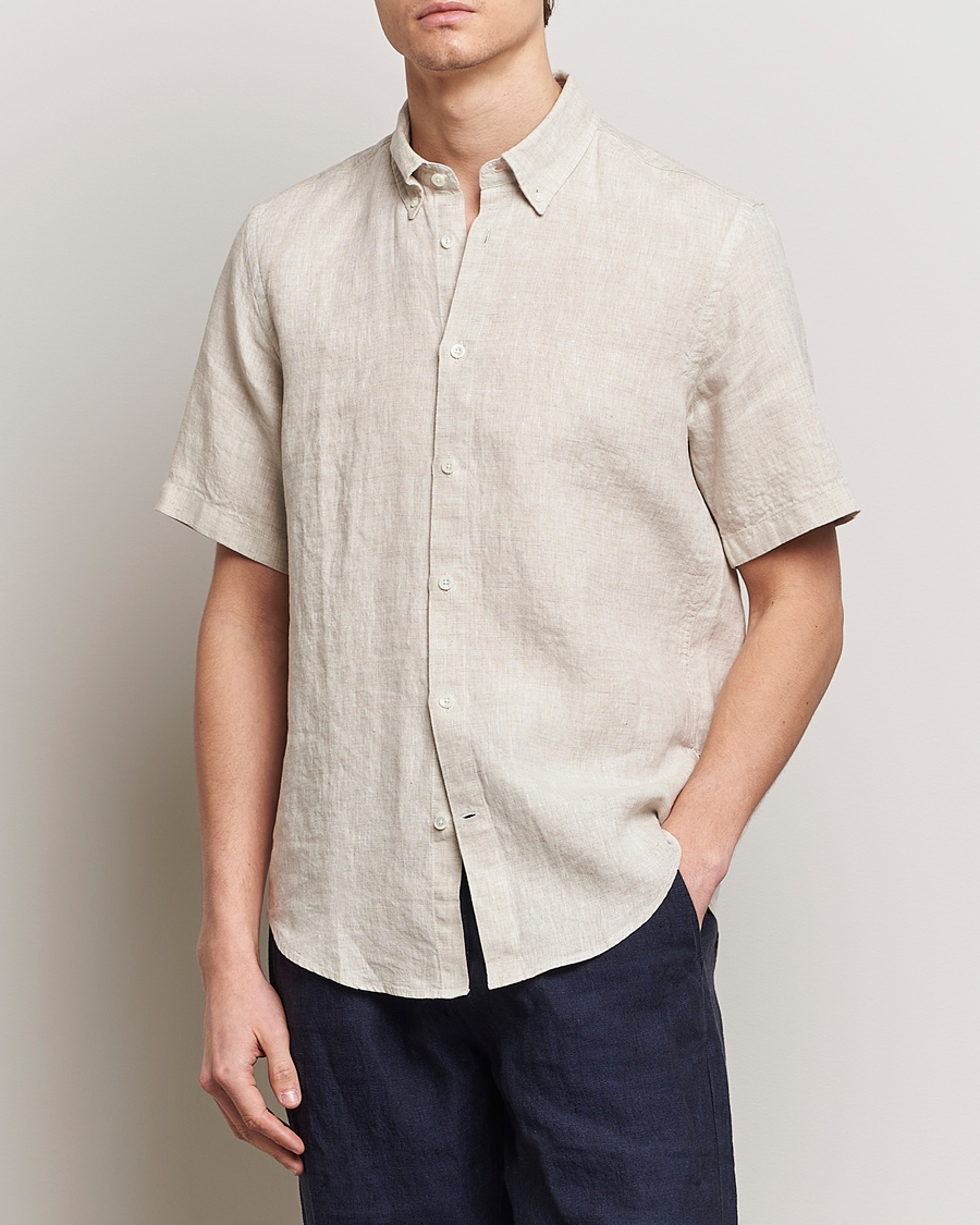Men | NN07 | NN07 | Arne Linen Short Sleeve Shirt Oat
