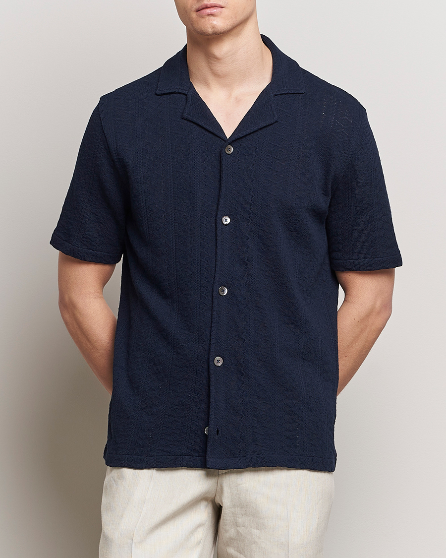 Men | Clothing | Oscar Jacobson | Mattis Reg Knitted Shirt Navy