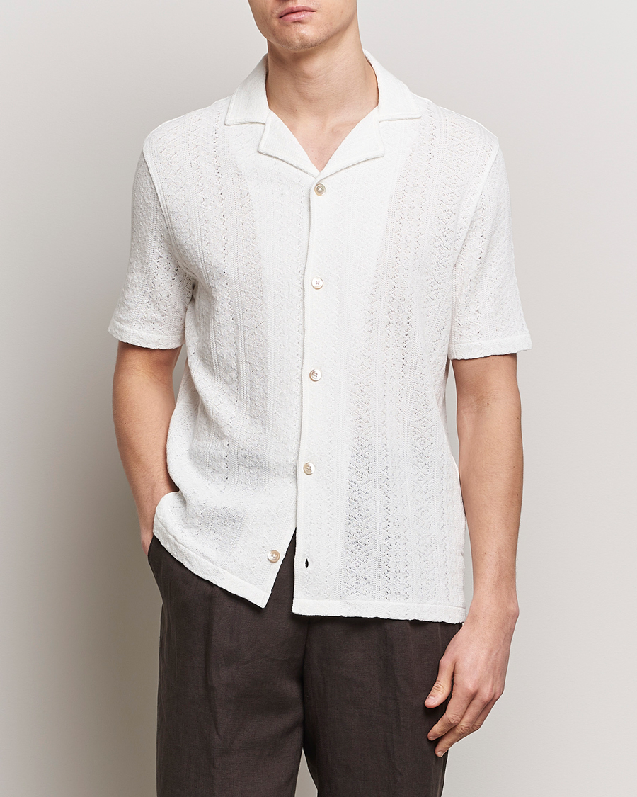 Men | Clothing | Oscar Jacobson | Mattis Reg Knitted Shirt White