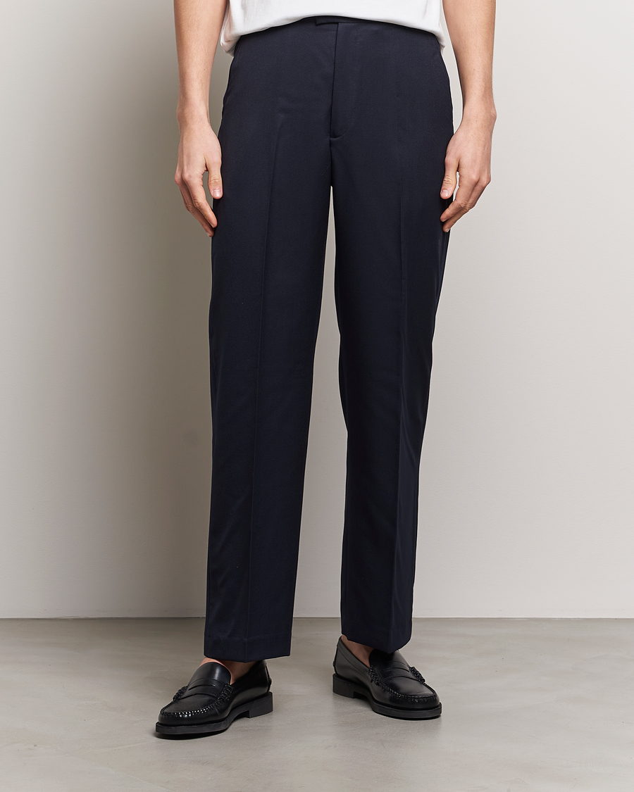 Men | Clothing | A Day\'s March | Edward Relaxed Wool Trousers Navy