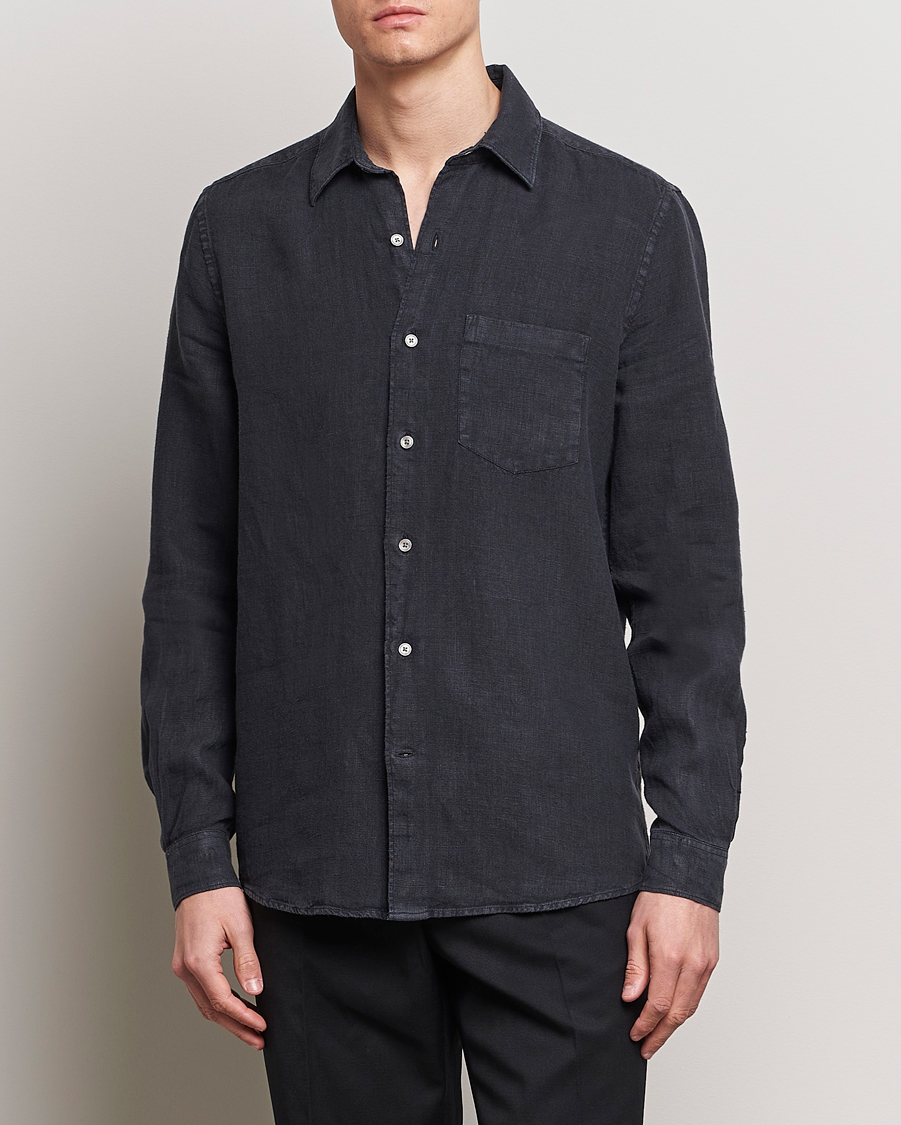 Homme | Chemises | A Day\'s March | Abu Linen Shirt Off Black