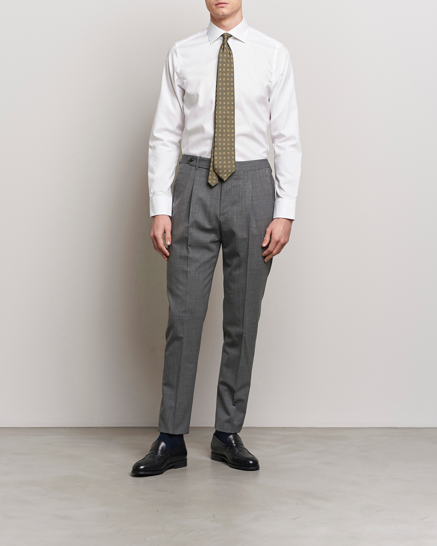 Men | Clothing | Oscar Jacobson | Slim Fit Cut Away Non Iron Twill Optical White