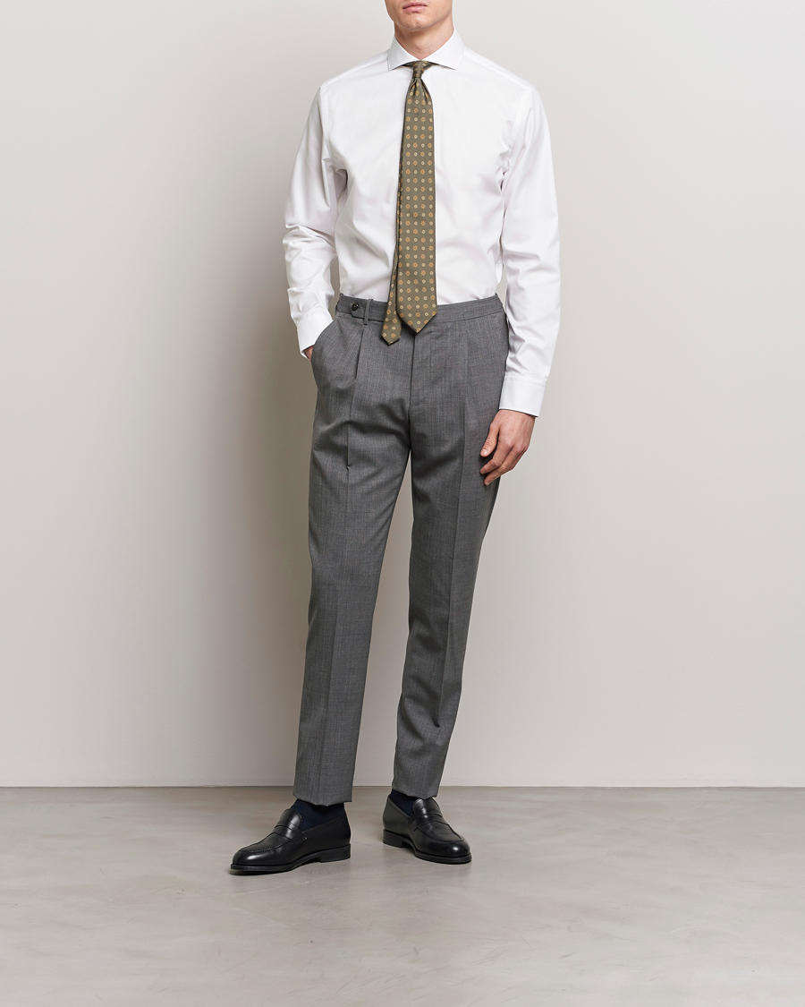Men | Clothing | Oscar Jacobson | Reg Fit Cut Away Non Iron Twill Optical White
