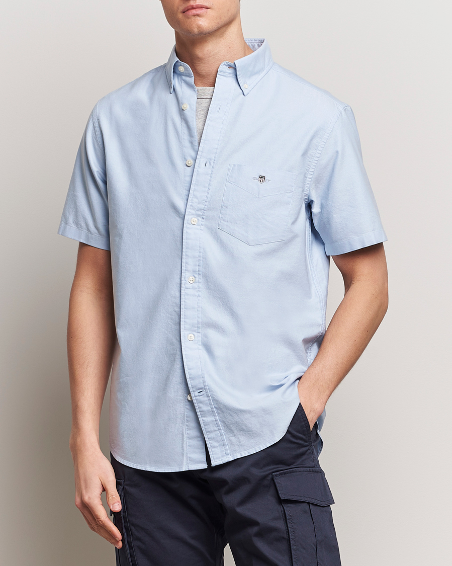 Herr | Skjortor | GANT | Regular Short Sleeve Oxford Shirt Light Blue