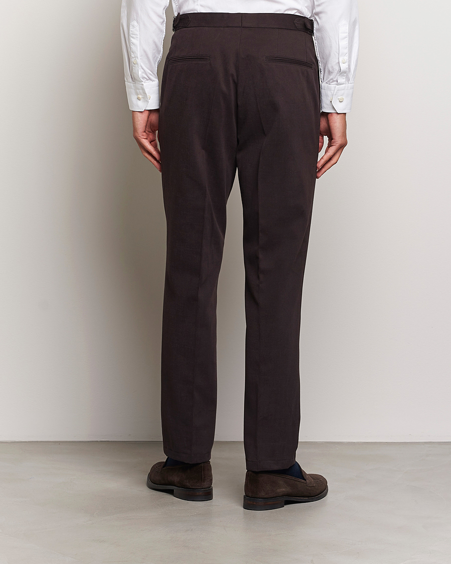 Men | Trousers | Oscar Jacobson | Delon Brushed Cotton Trousers Brown