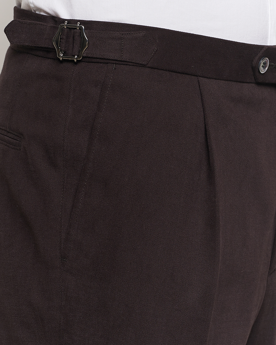 Men | Trousers | Oscar Jacobson | Delon Brushed Cotton Trousers Brown