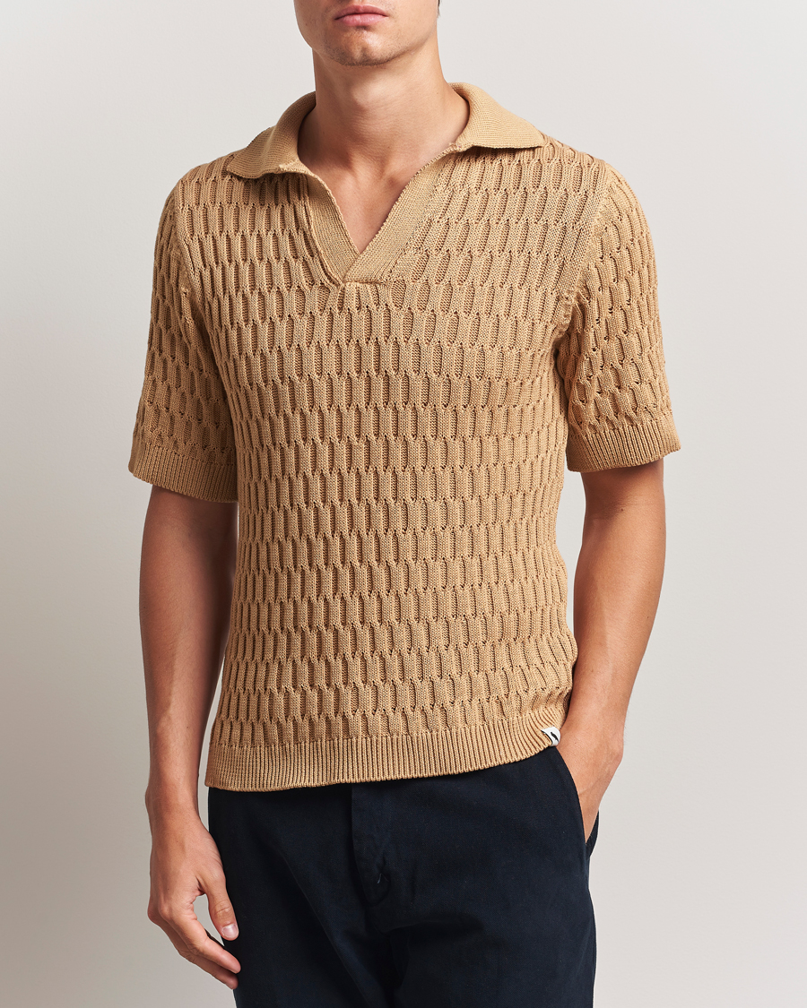 Men | Polo Shirts | Peregrine | Cove Knitted Cotton Polo Shirt Sand