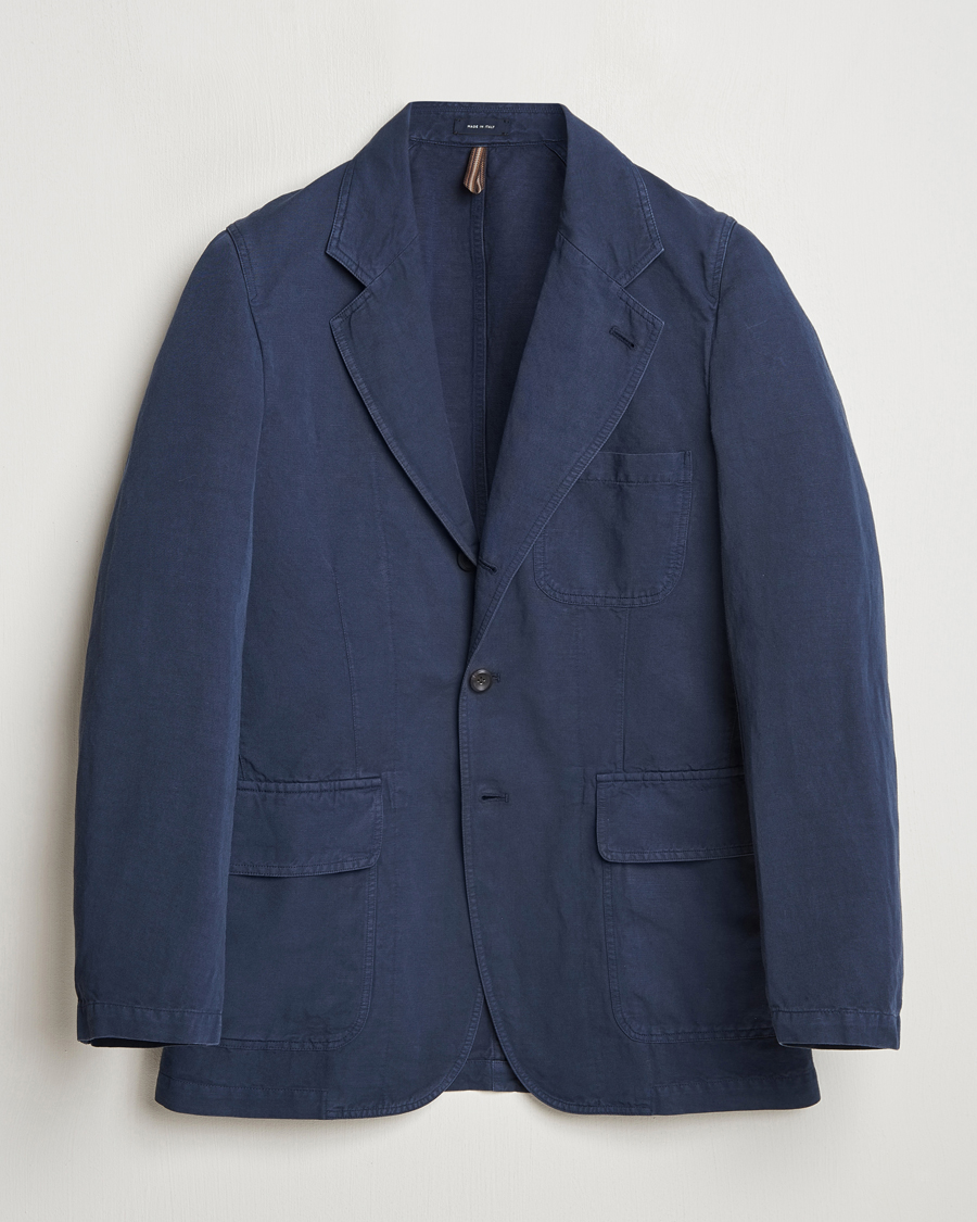 Men | Blazers | Drake's | MKI Cotton/linen Games Blazer Navy