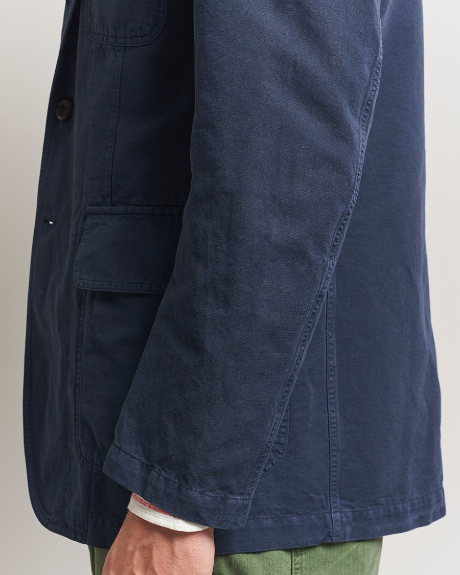 Men | Blazers | Drake's | MKI Cotton/linen Games Blazer Navy