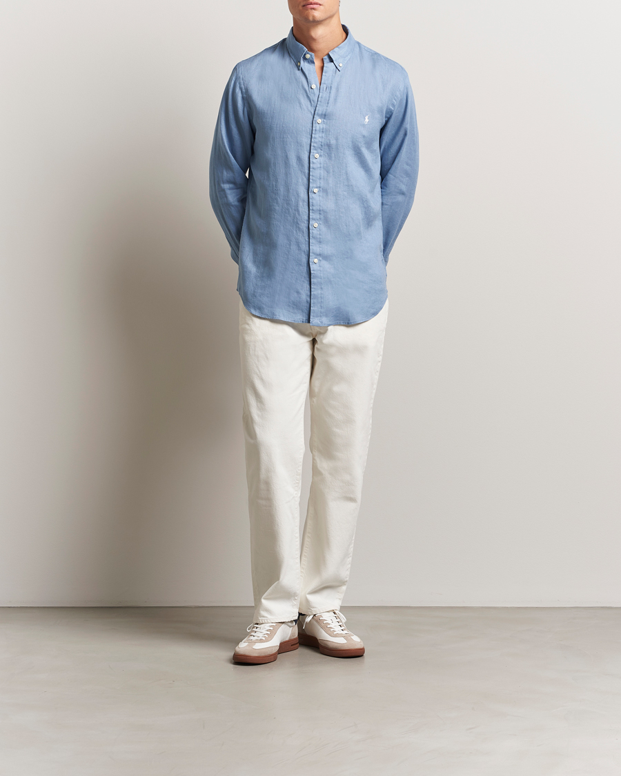 Men | Shirts | Polo Ralph Lauren | Slim Fit Linen Shirt Channel Blue