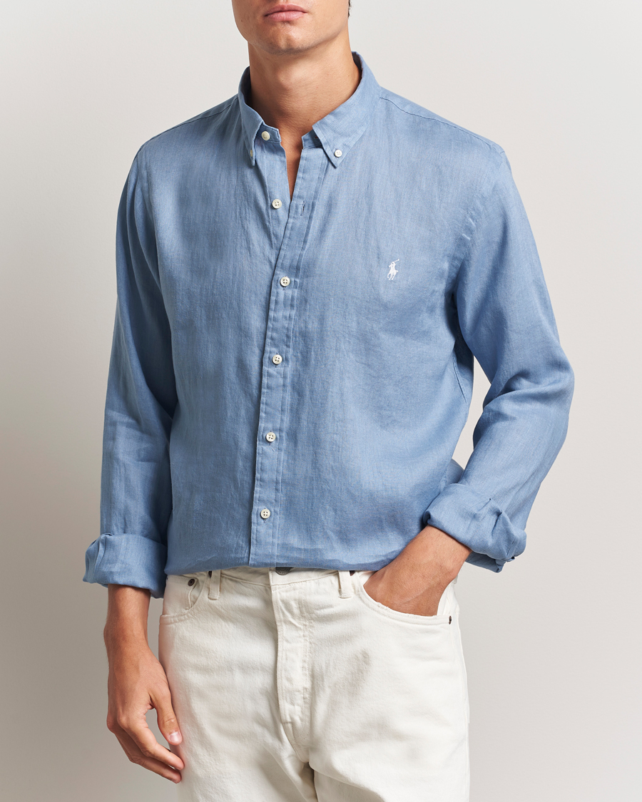 Men | Shirts | Polo Ralph Lauren | Slim Fit Linen Shirt Channel Blue