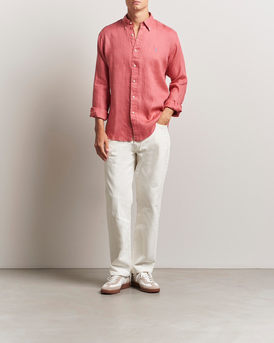 Men | Shirts | Polo Ralph Lauren | Slim Fit Linen Shirt Adirondack Berry