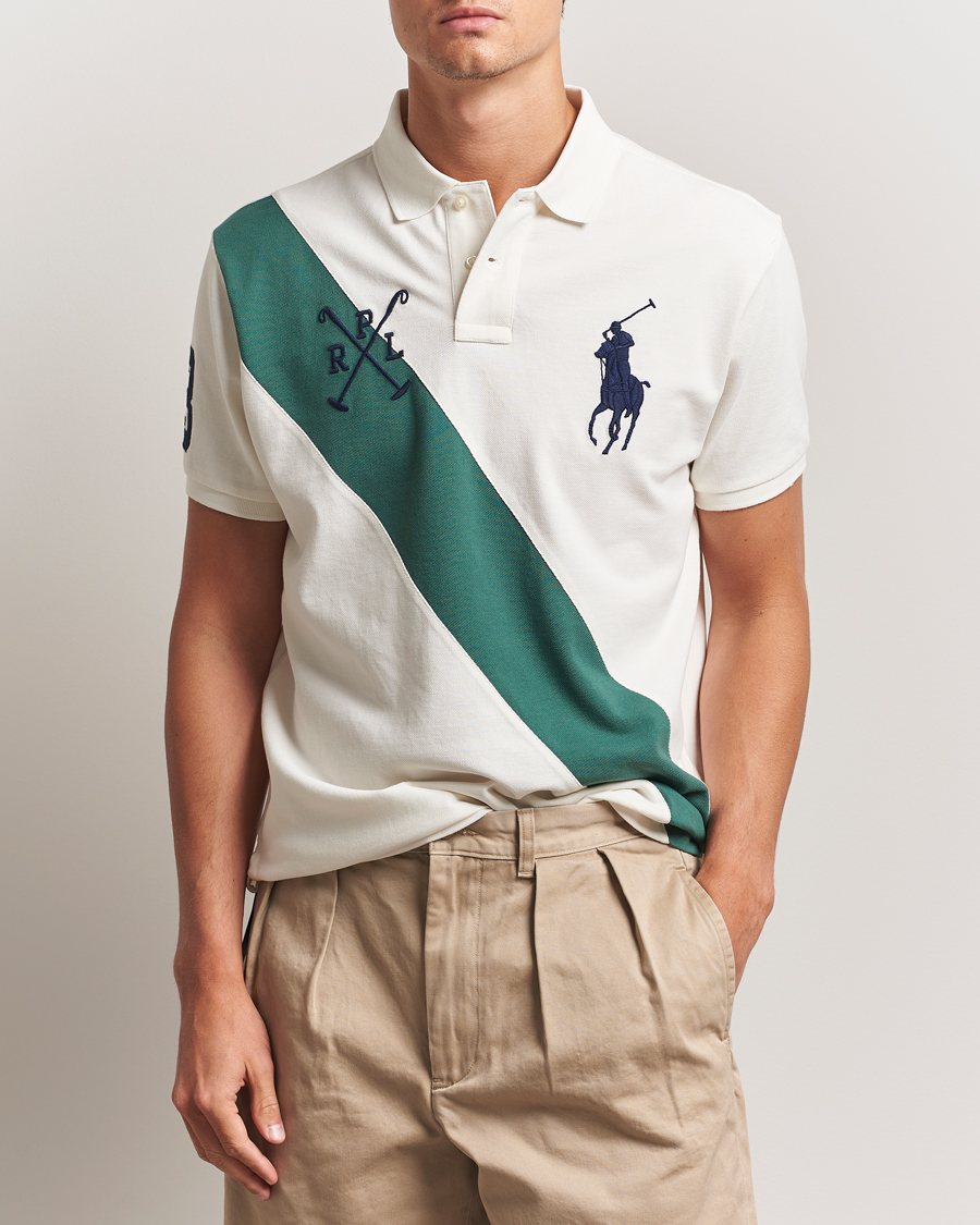 Men | Polo Shirts | Polo Ralph Lauren | Custom Slim Diagonal Stripe Polo Nevis/Washed Forest