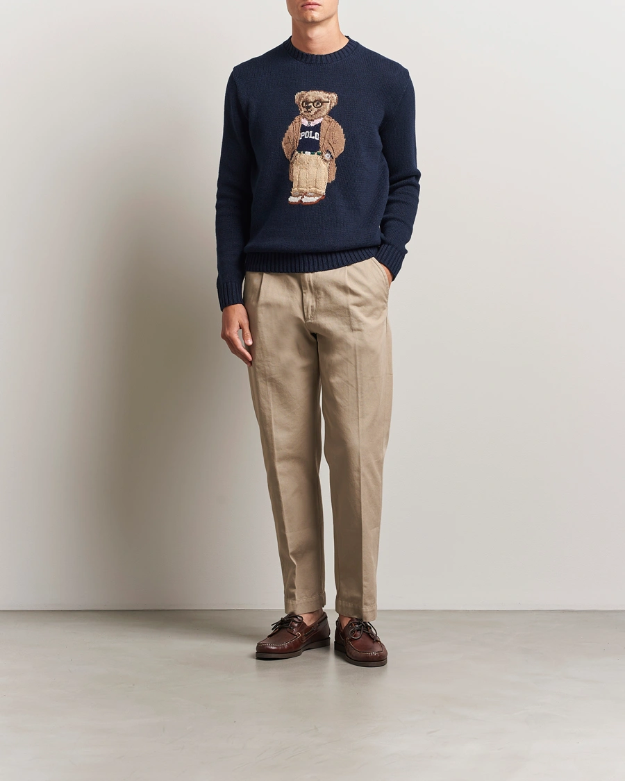 Men | Sweaters & Knitwear | Polo Ralph Lauren | Linen/Cotton Bear Pullover Bear Navy