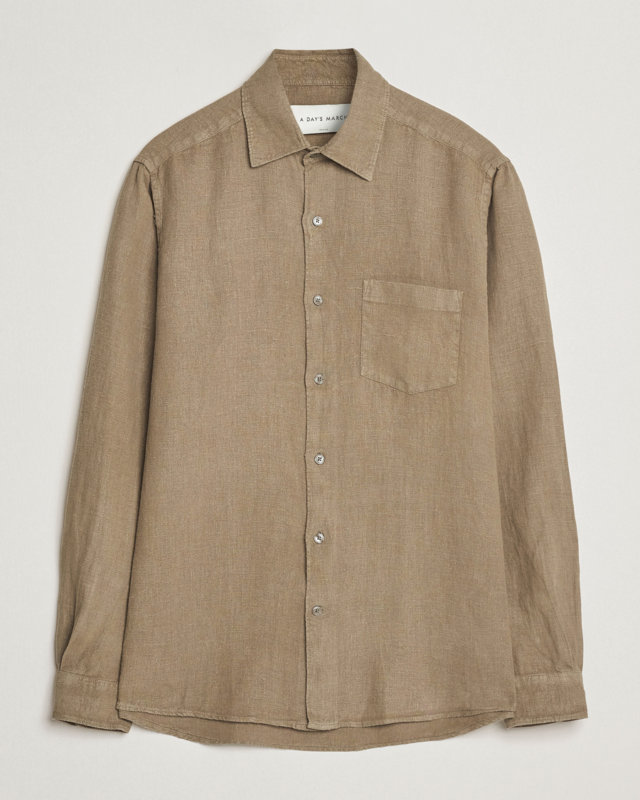 Men | Shirts | A Day's March | Abu Linen Shirt Clay