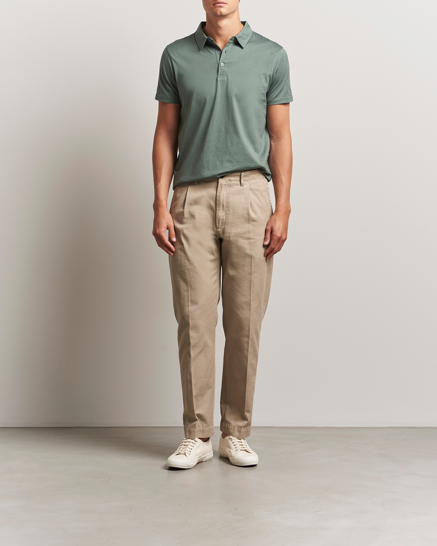 Men | Polo Shirts | Sunspel | Cotton Jersey Polo Dusk Green