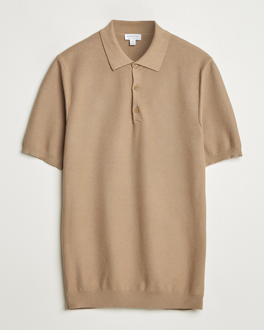 Men | Polo Shirts | Sunspel | Fine Texture Polo Dune