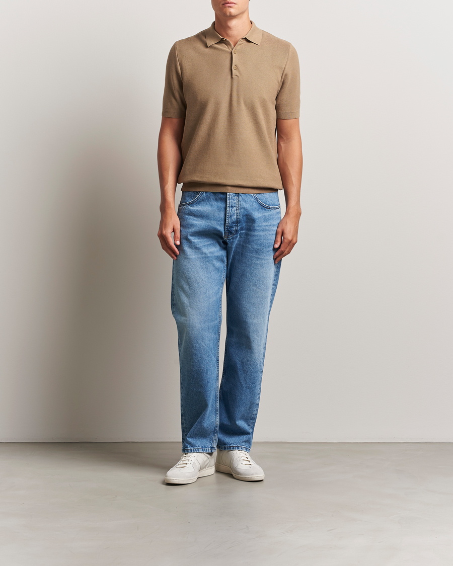 Men | Polo Shirts | Sunspel | Fine Texture Polo Dune