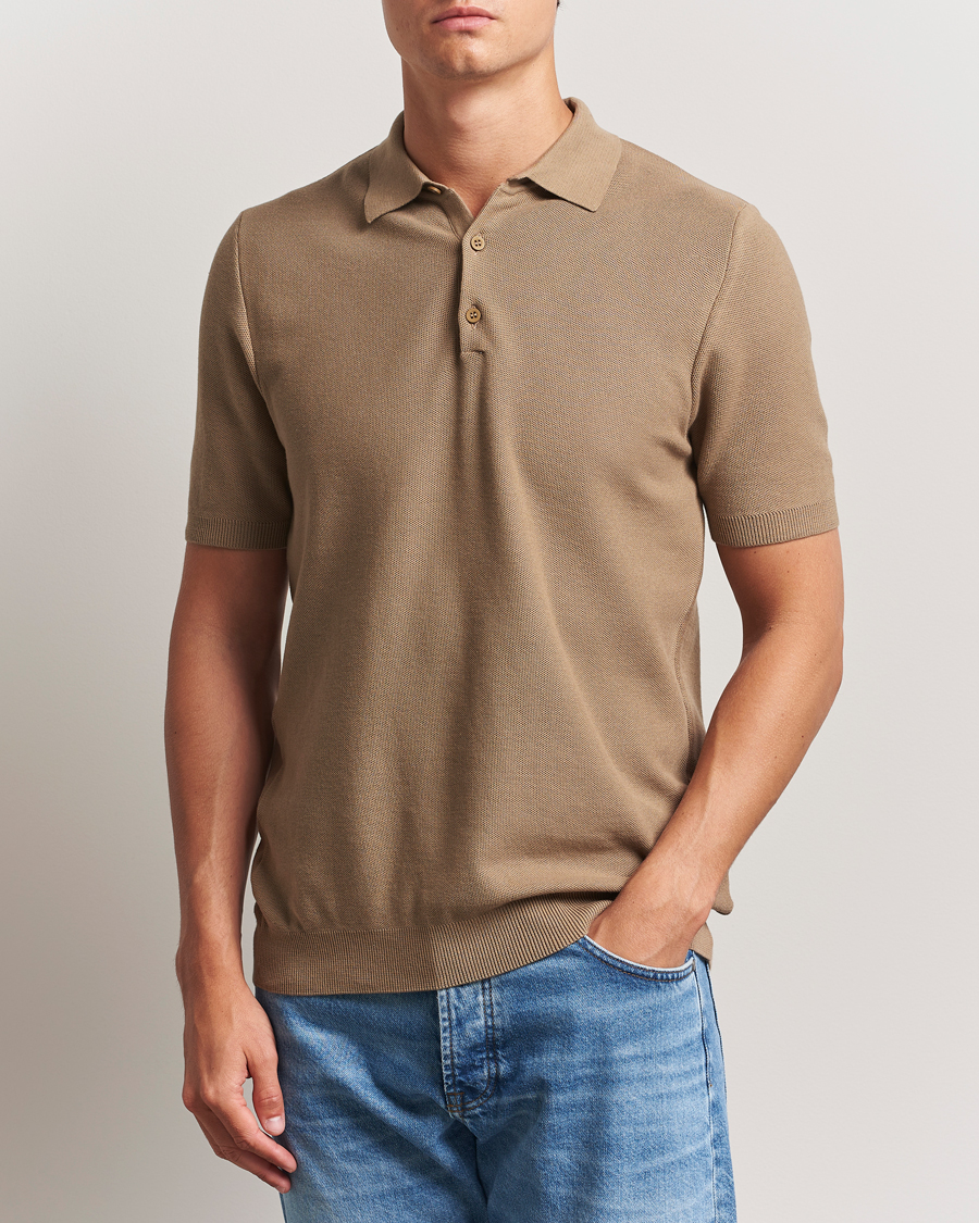 Men | Polo Shirts | Sunspel | Fine Texture Polo Dune