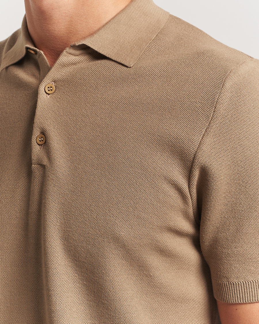 Men | Polo Shirts | Sunspel | Fine Texture Polo Dune