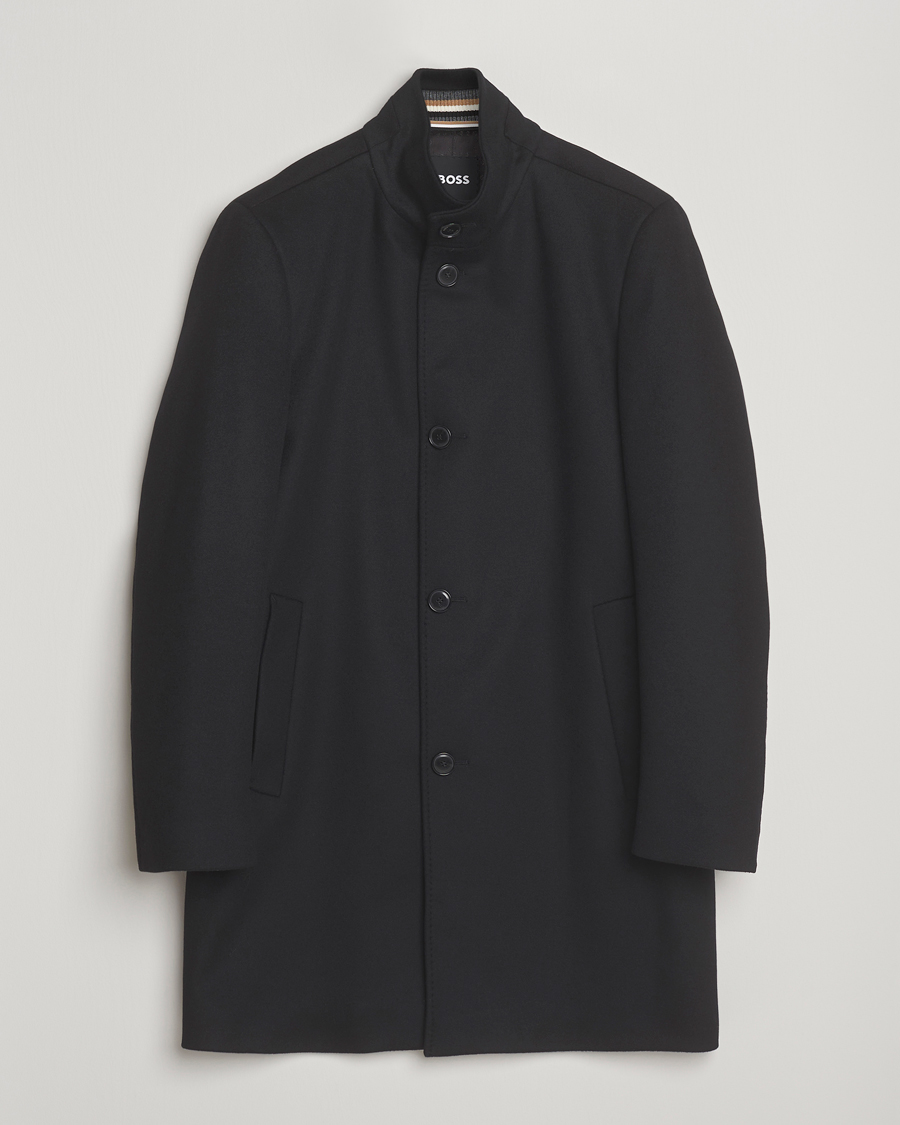 Men | Coats & Jackets | BOSS BLACK | Hyde Stand Up Collar Coat Black
