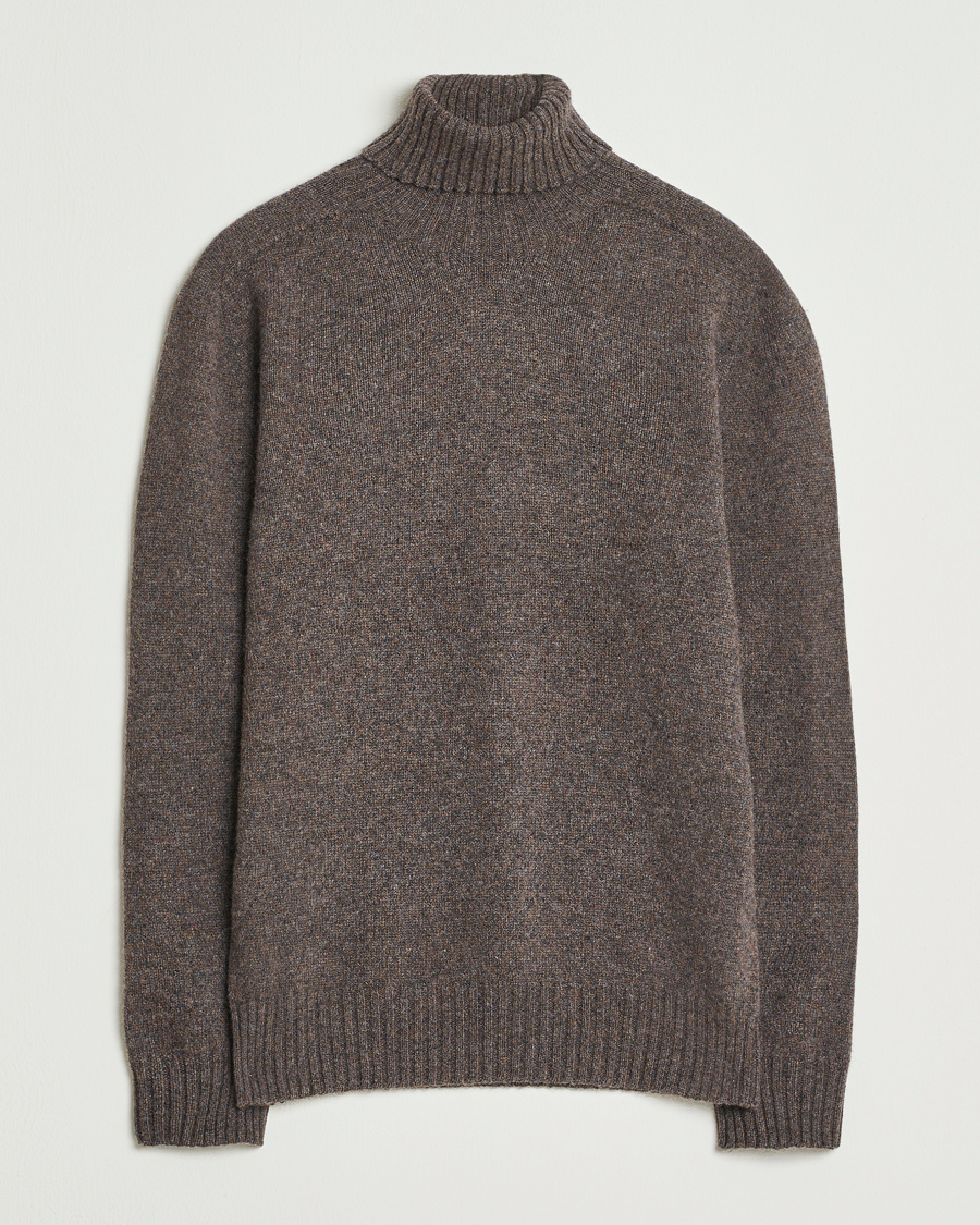 Men | Sweaters & Knitwear | Altea | Wool/Cashmere Rollneck Dark Brown Melange