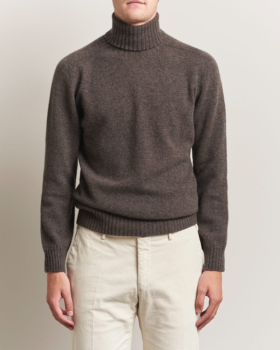 Men | Sweaters & Knitwear | Altea | Wool/Cashmere Rollneck Dark Brown Melange