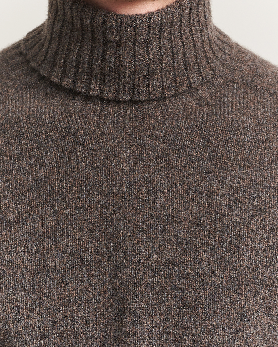Men | Sweaters & Knitwear | Altea | Wool/Cashmere Rollneck Dark Brown Melange