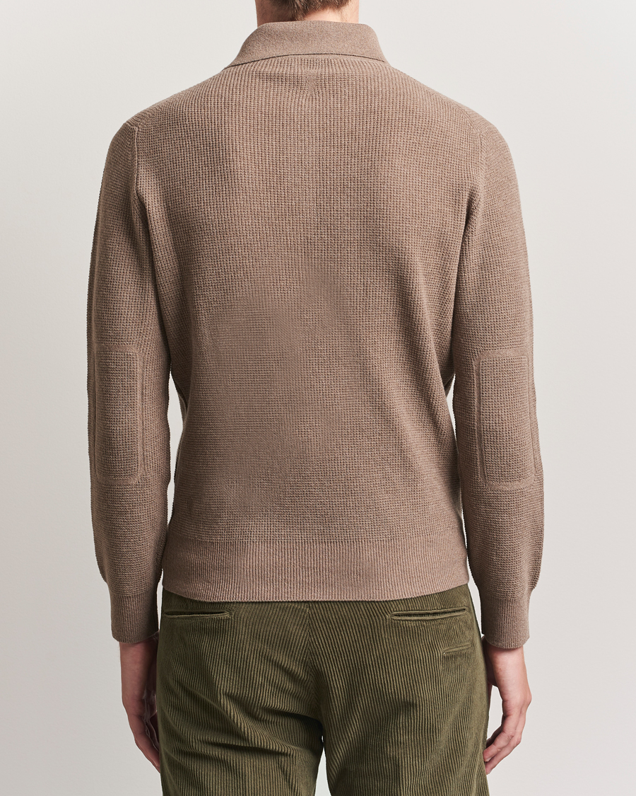 Men | Sweaters & Knitwear | Canali | Wool/Cashmere Long Sleeve Polo Brown
