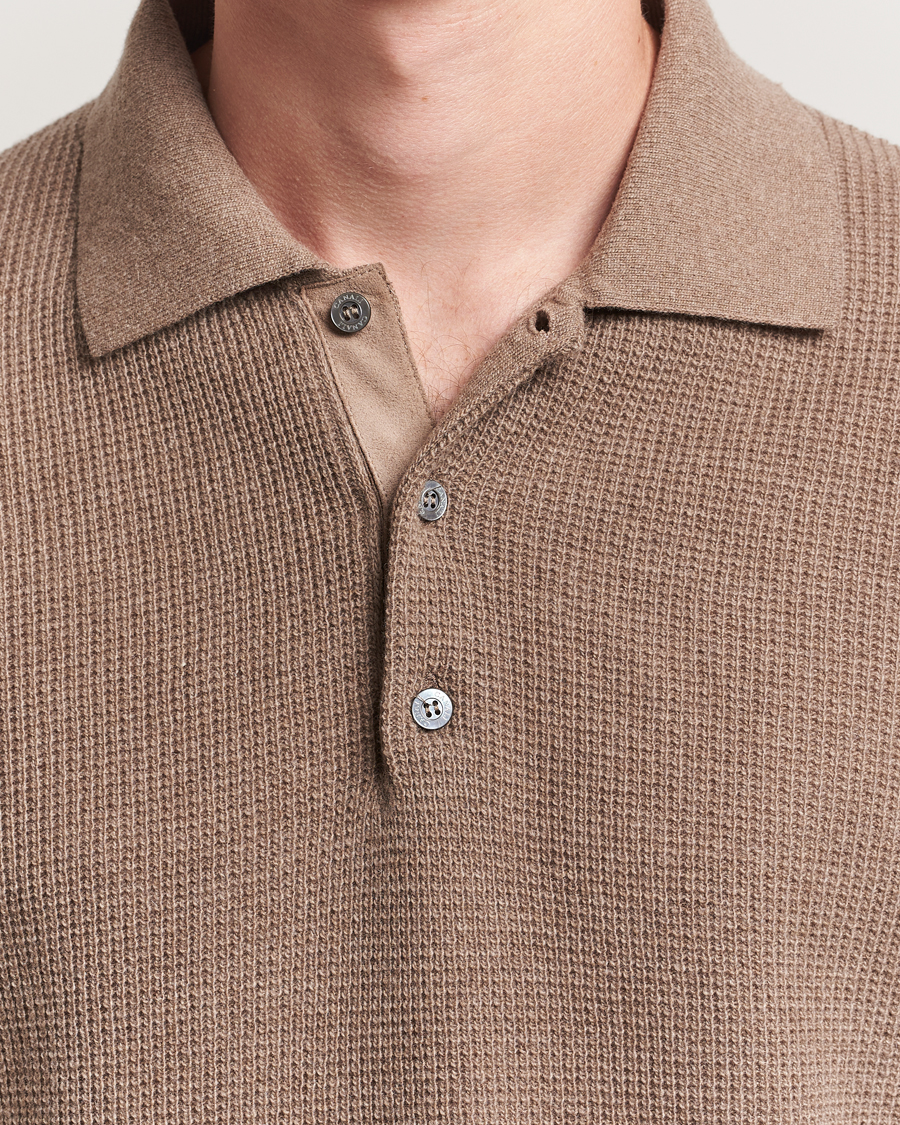 Men | Sweaters & Knitwear | Canali | Wool/Cashmere Long Sleeve Polo Brown