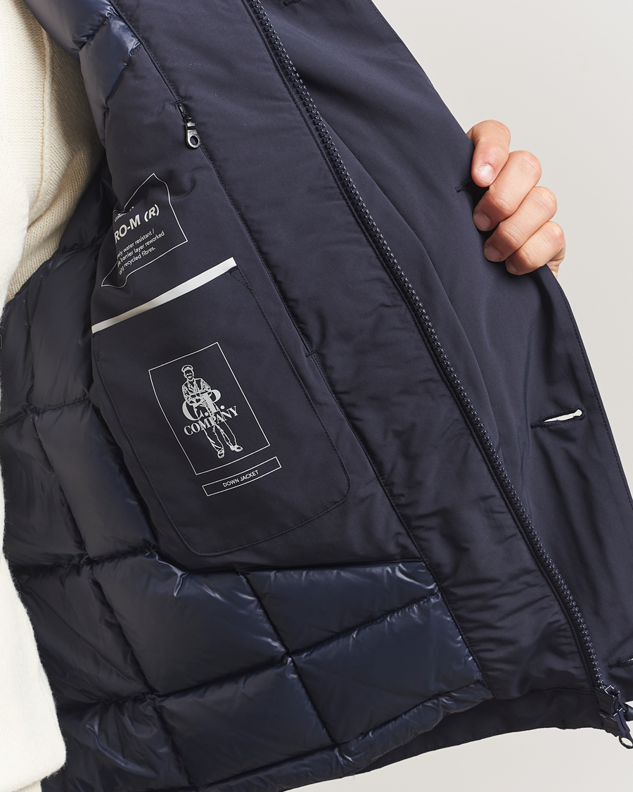 Men | Coats & Jackets | C.P. Company | Micro M Recycled Padded Hood Jacket Navy