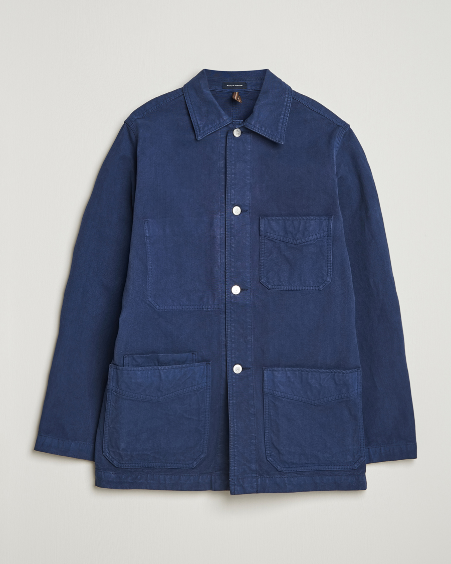Men | Coats & Jackets | Drake's | Duck Cotton Canvas Chore Coat Navy