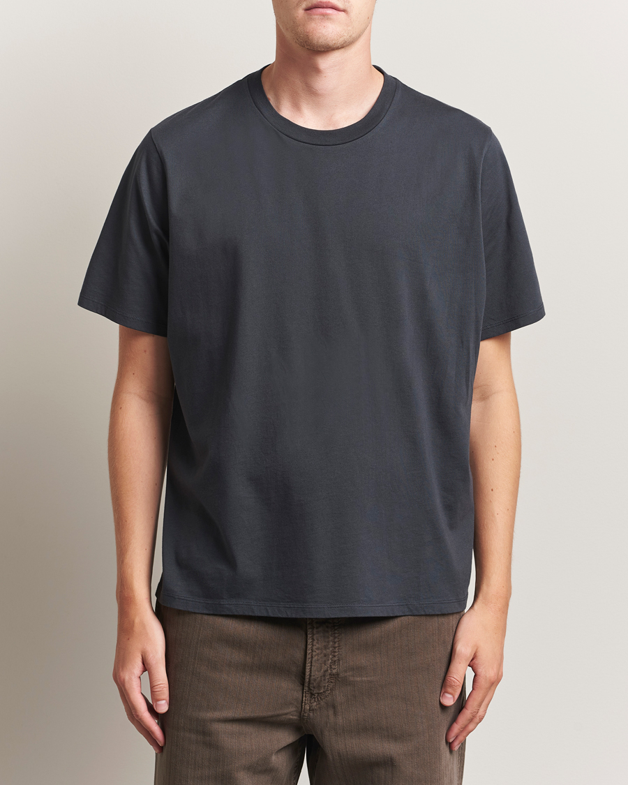 Men | T-Shirts | Jeanerica | Delon Crew Neck T-Shirt Blue Grey