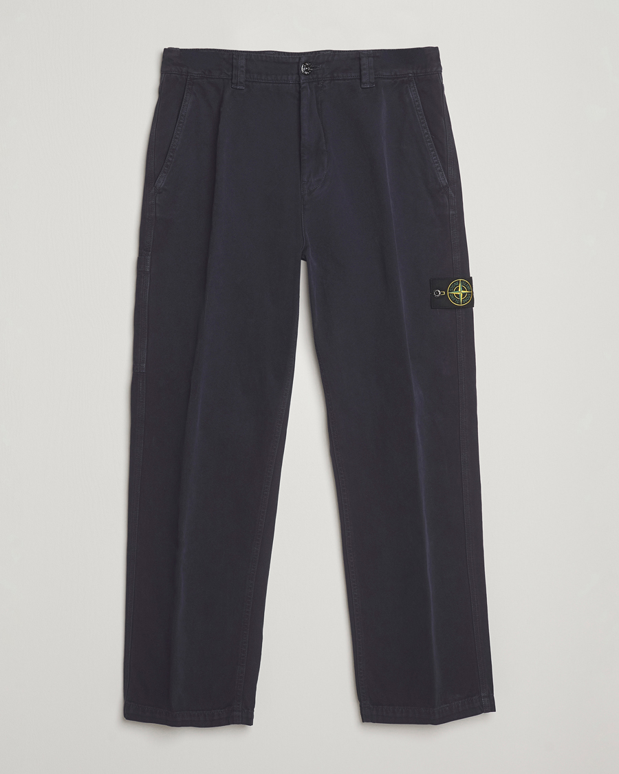 Men | Trousers | Stone Island | Panama Cotton Old Effect Trousers Ink