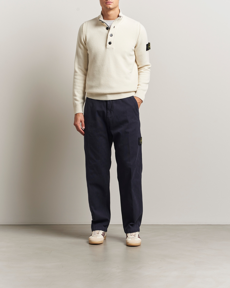 Men | Trousers | Stone Island | Panama Cotton Old Effect Trousers Ink