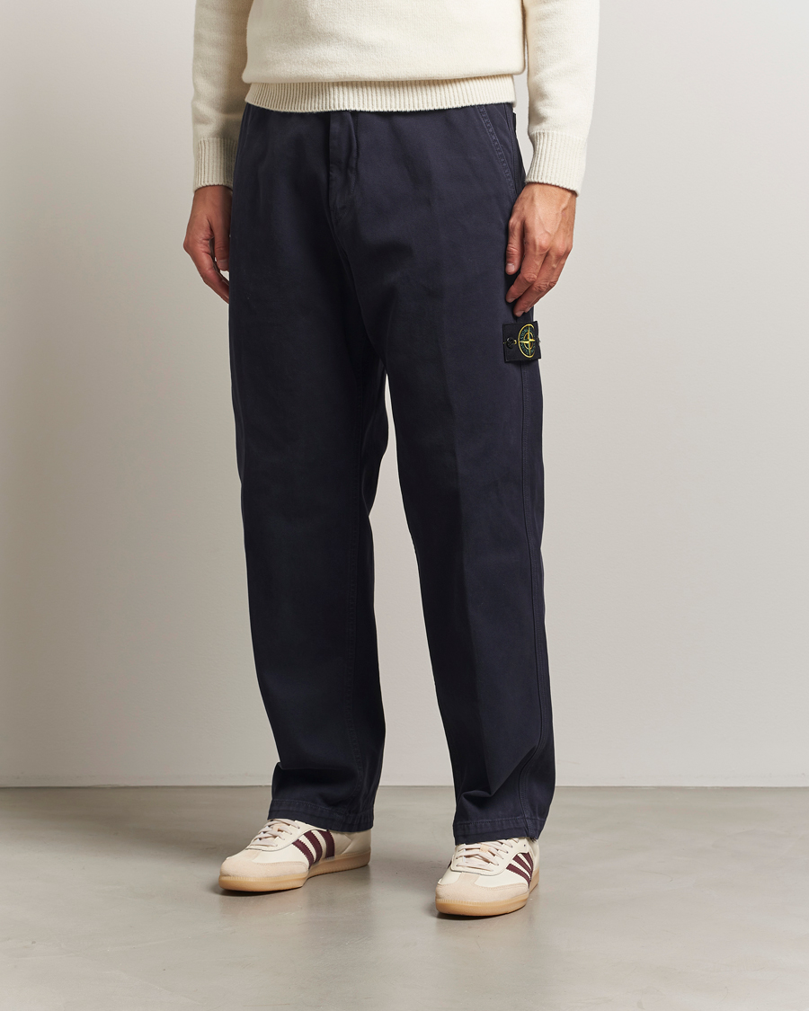 Men | Trousers | Stone Island | Panama Cotton Old Effect Trousers Ink
