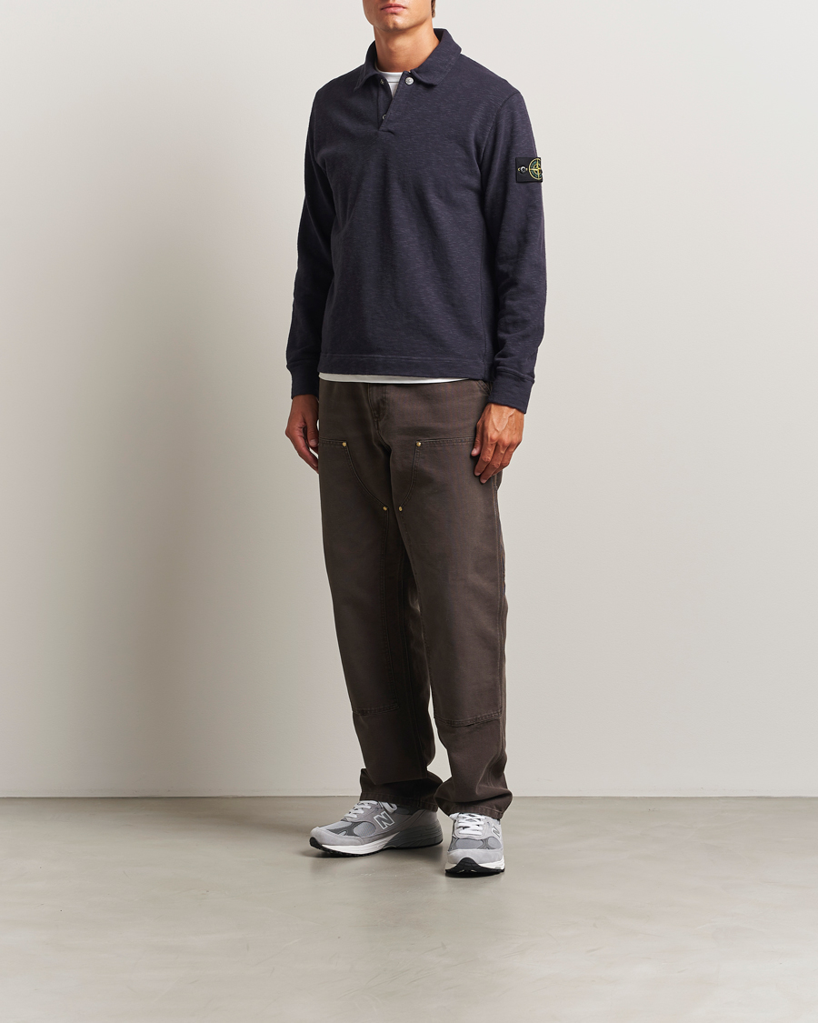 Men | Sweaters & Knitwear | Stone Island | Vanisé Brushed Heavy Cotton Polo Ink