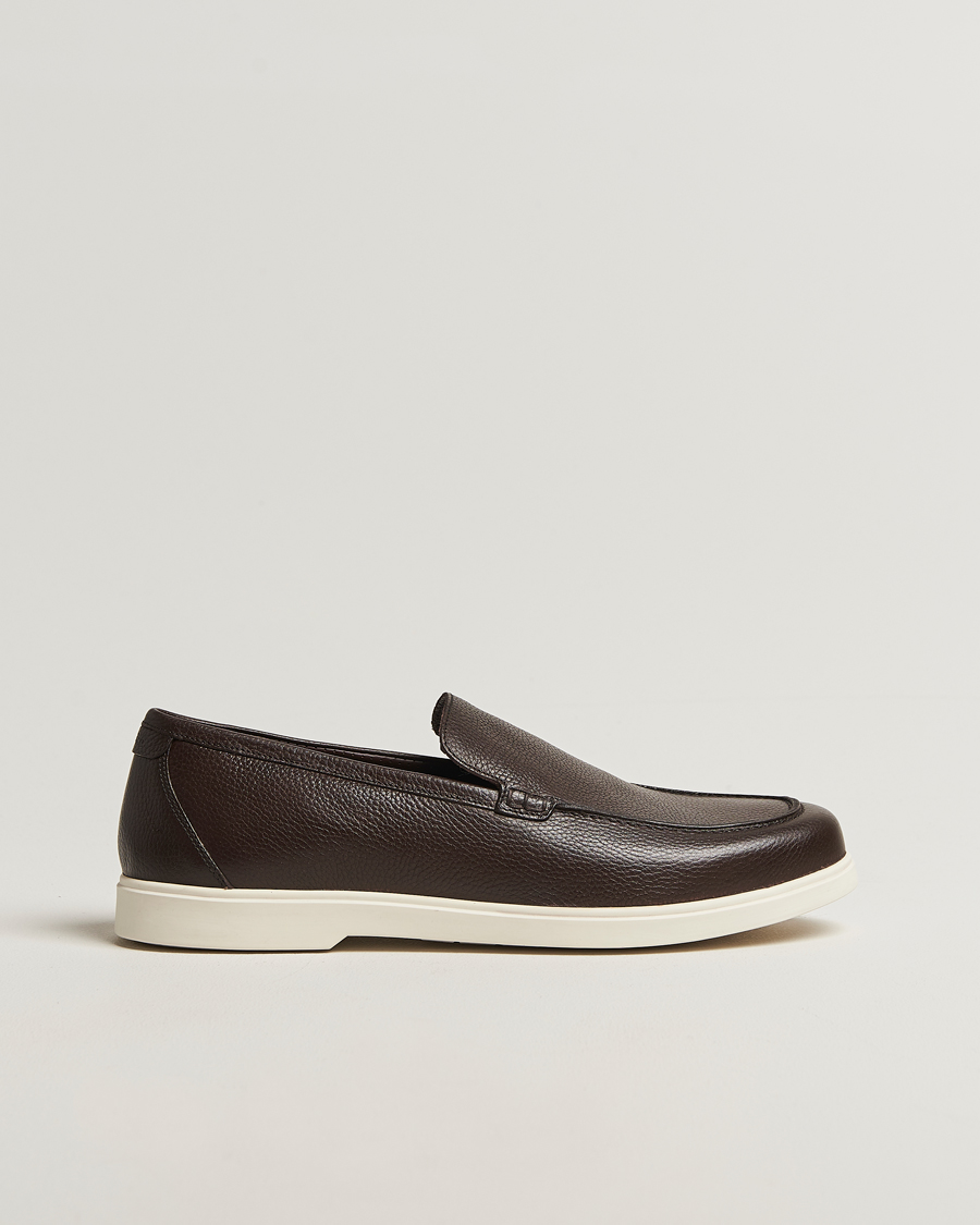 Men | Loafers | Loake 1880 | Tuscany Grained Leather Loafers Dark Brown