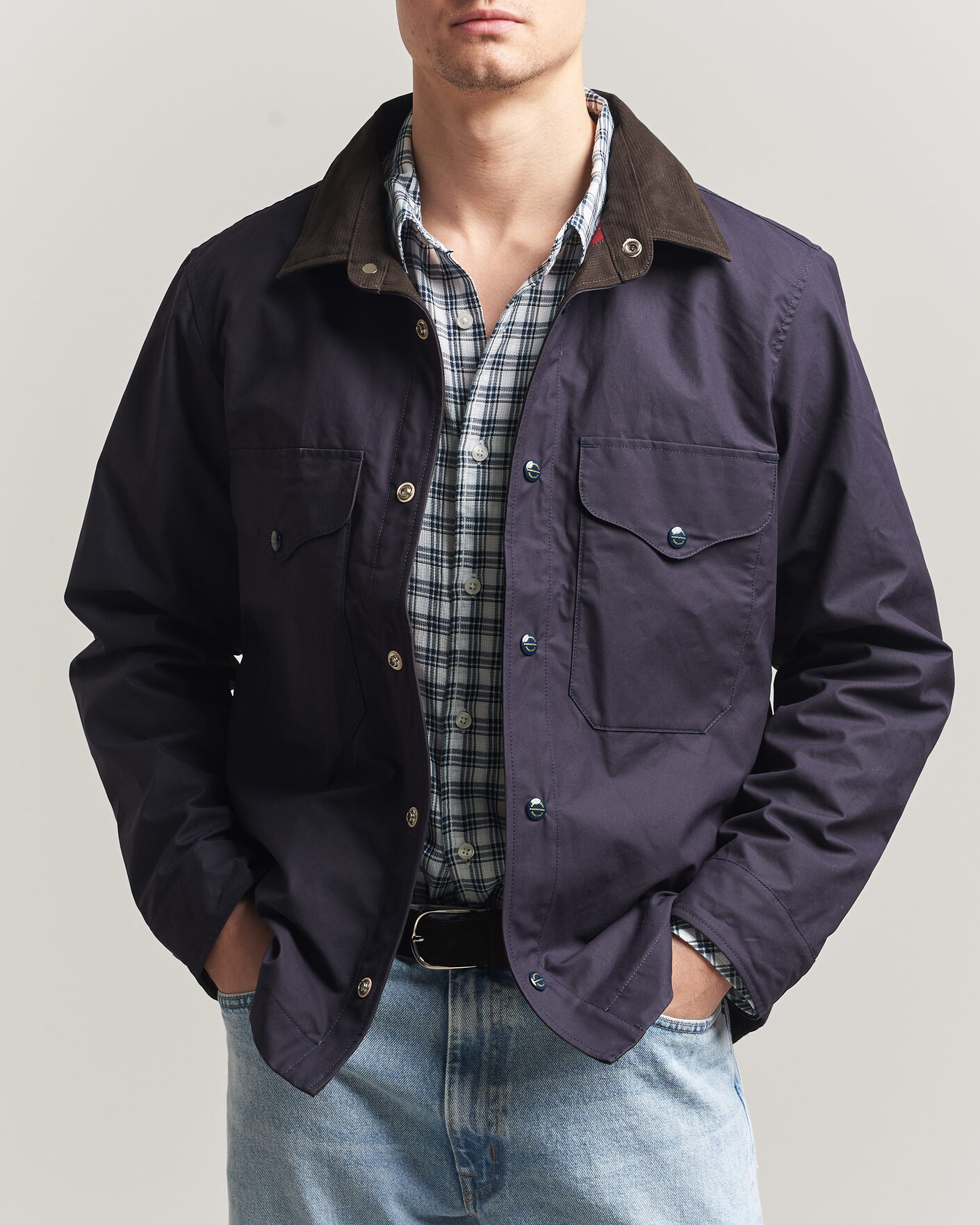 Men | Coats & Jackets | Manifattura Ceccarelli | Dry Wax Heavy Shirt Jacket Navy