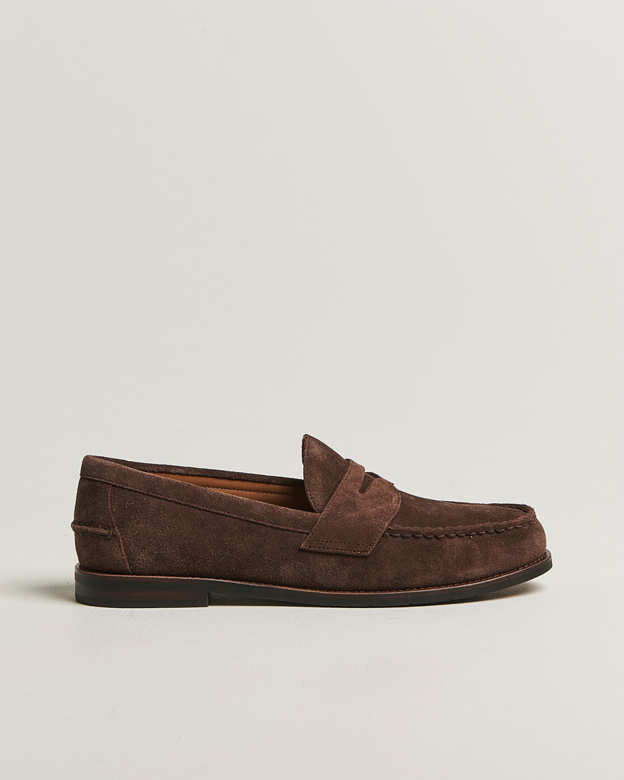 Men | Loafers | Polo Ralph Lauren | Alston Suede Penny Loafers Dark Brown